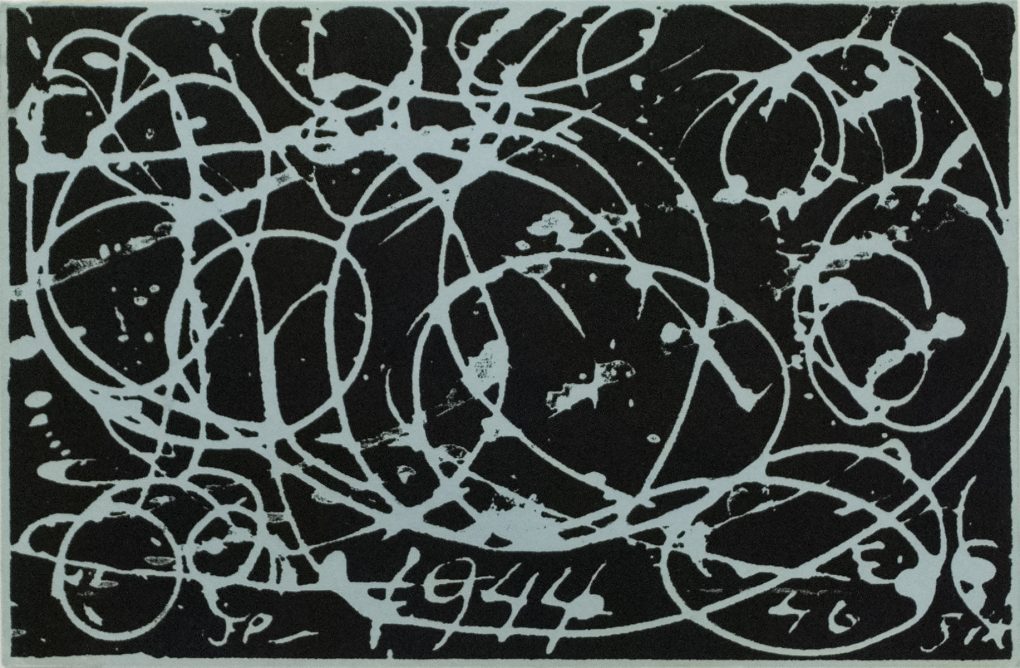 Jackson Pollock, Untitled, c.1943, Serigraph black ink on blue paper
