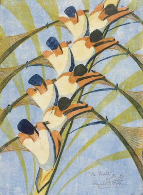 Cyril Power, The Eight, 1930, Linocut