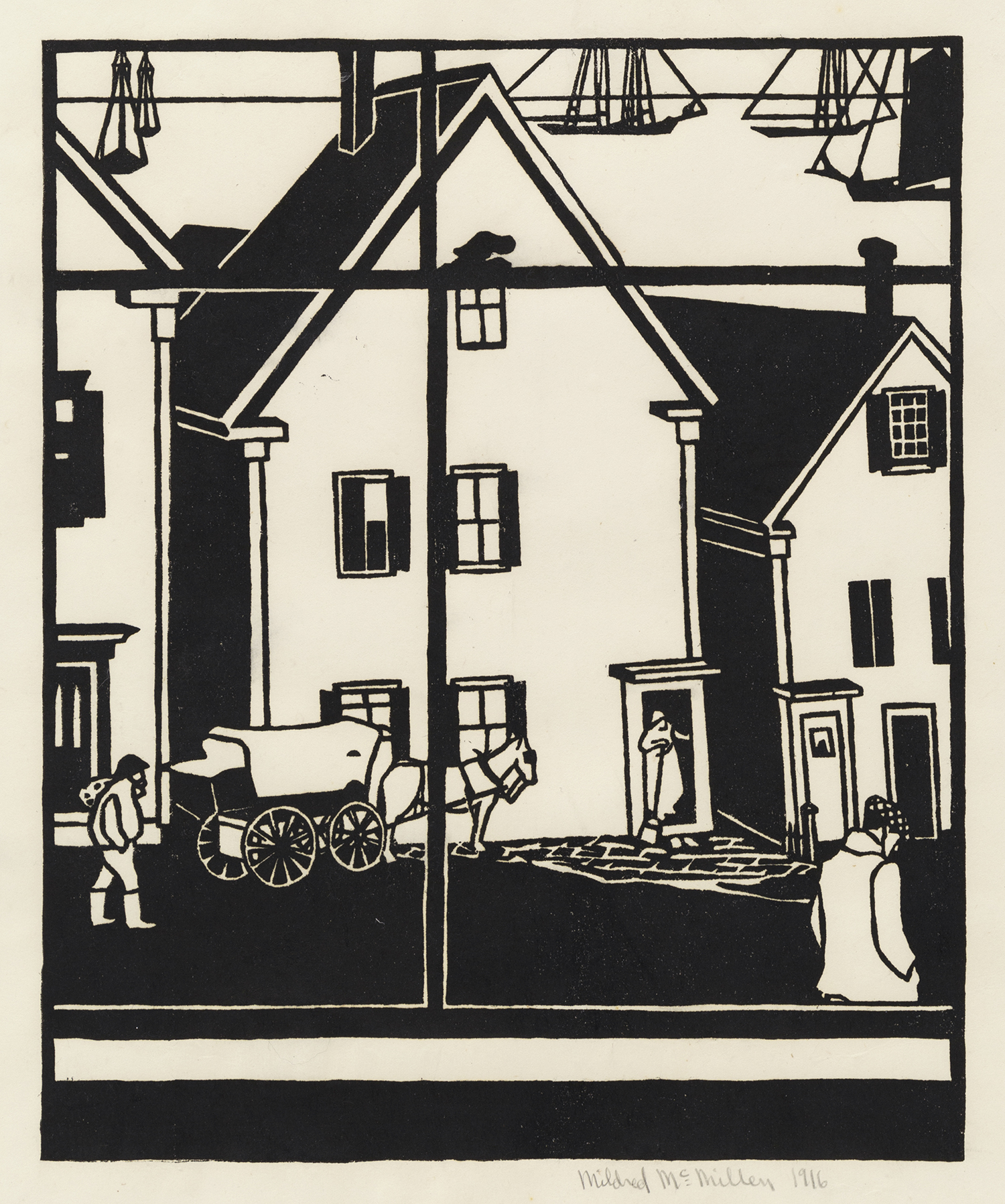 A Seaport, 1916, Woodcut, 10 3/4 x 8 3/4 inches (27.3 x 22.2 cm), Edition of 10
