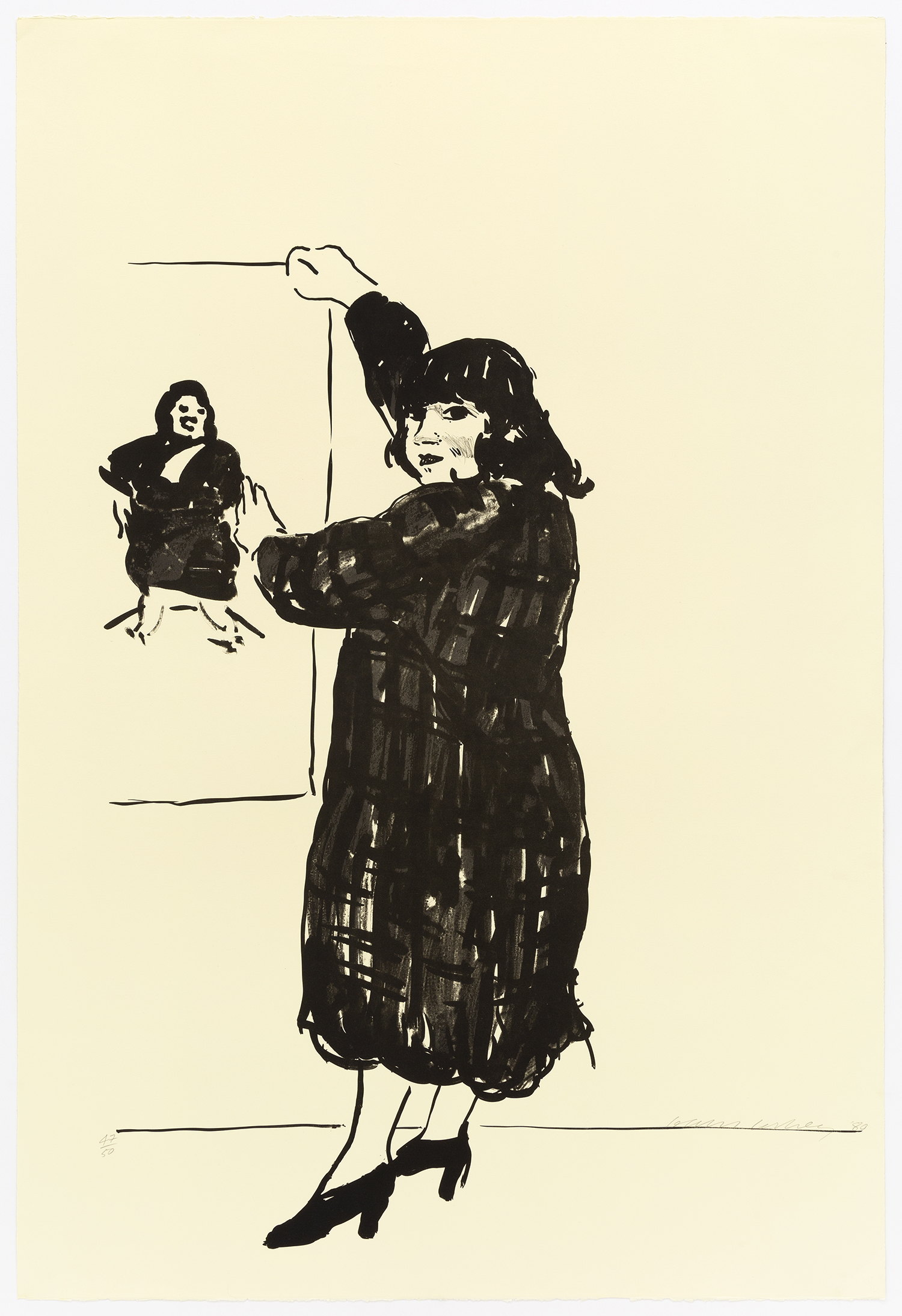 Ann Looking At Her Picture, 1980, Lithograph, 44 x 30 inches (111.8 x 76.2 cm), Edition of 50