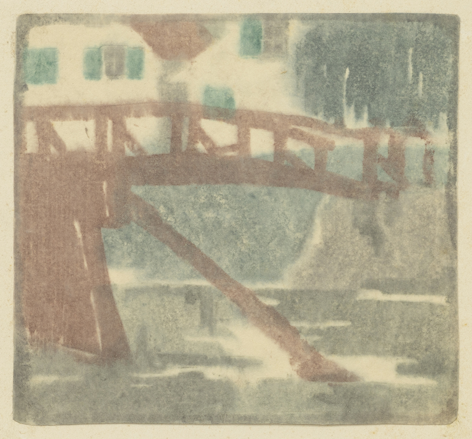A Rainy Day - Nolfach, 1907, Color woodblock, 10 1/4 x 9 inches (26 x 22.9 cm), Edition size unknown, rare