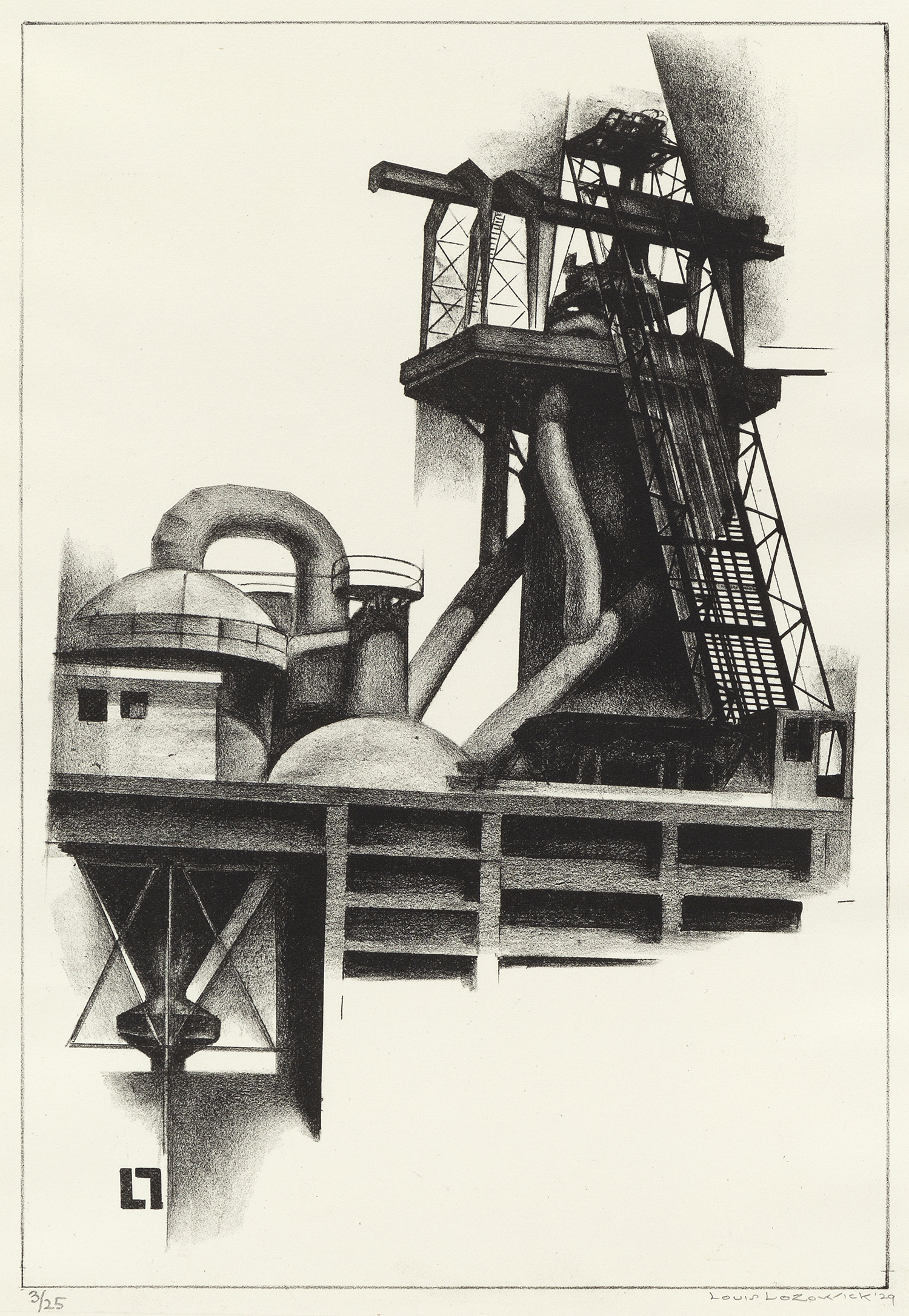Corner of Steel Plant, 1929, Lithograph, 11 3/8 x 7 13/16 inches (28.9 x 19.8 cm), Edition of 25