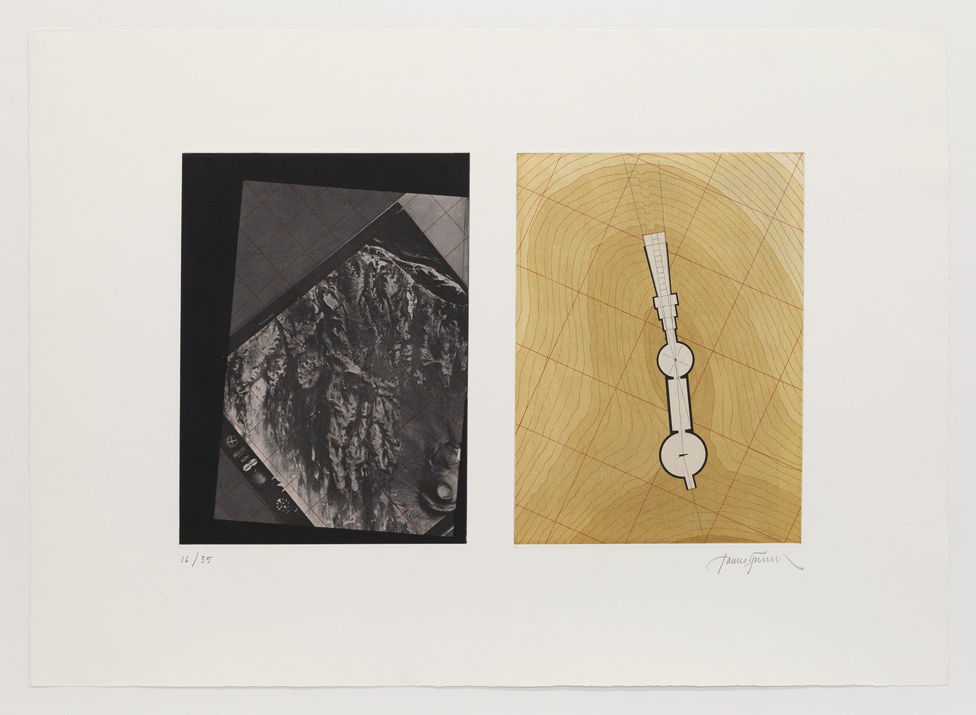 Crater Bowl/Cross Section, 1988, Etching, aquatint, photo-etching, drypoint and softground22 x 30 3/4 inches (55.9 x 78.1 cm)Edition of 35
