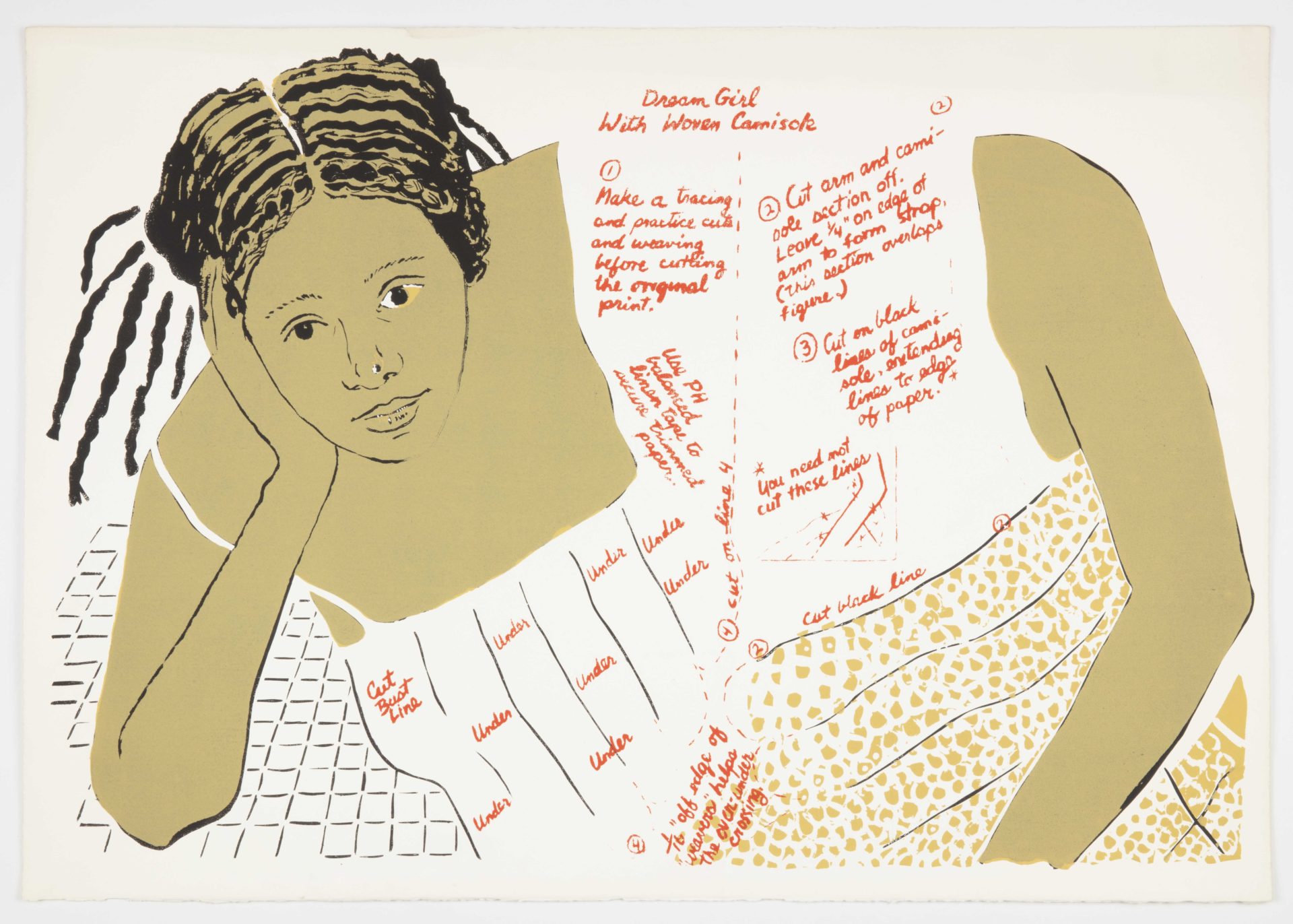 Dream Girl with Woven Camisole, 1978, Etching and silkscreen, 19 7/8 x 28 inches (50.5 x 71.1 cm), Edition of 7