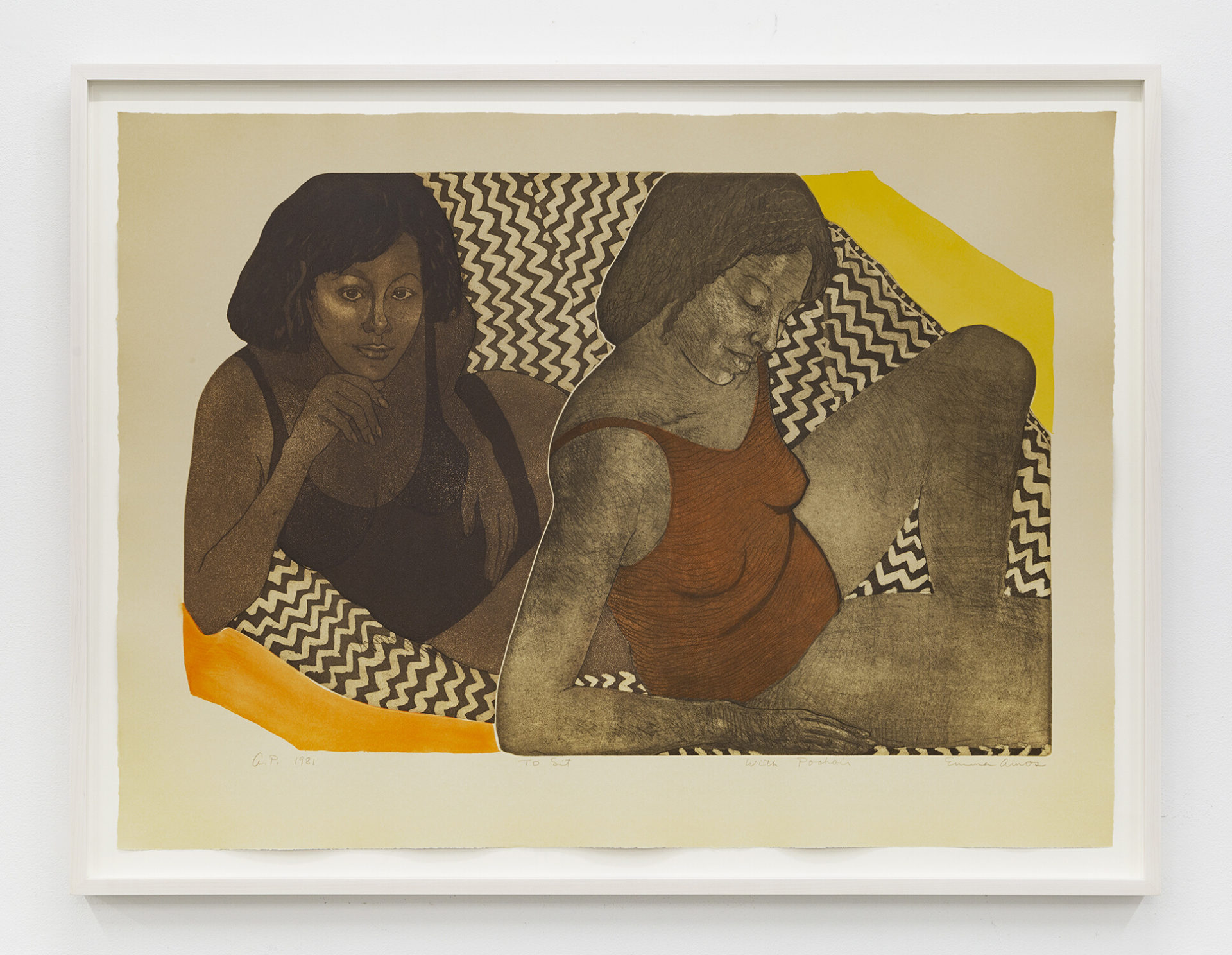 To Sit (with Pochoir), 1981, Etching, aquatint, and styrene stencil, 40 x 29 1/2 inches (101.6 x 74.9 cm), Edition of 25