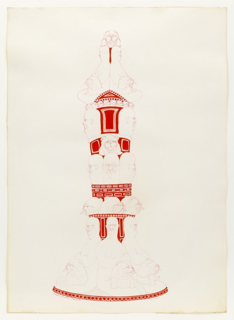 Fireplug Fountain Monument, 1970, Gouache and ink on paper, 40 1/4 x 28 3/4 inches (102.2 x 73 cm)