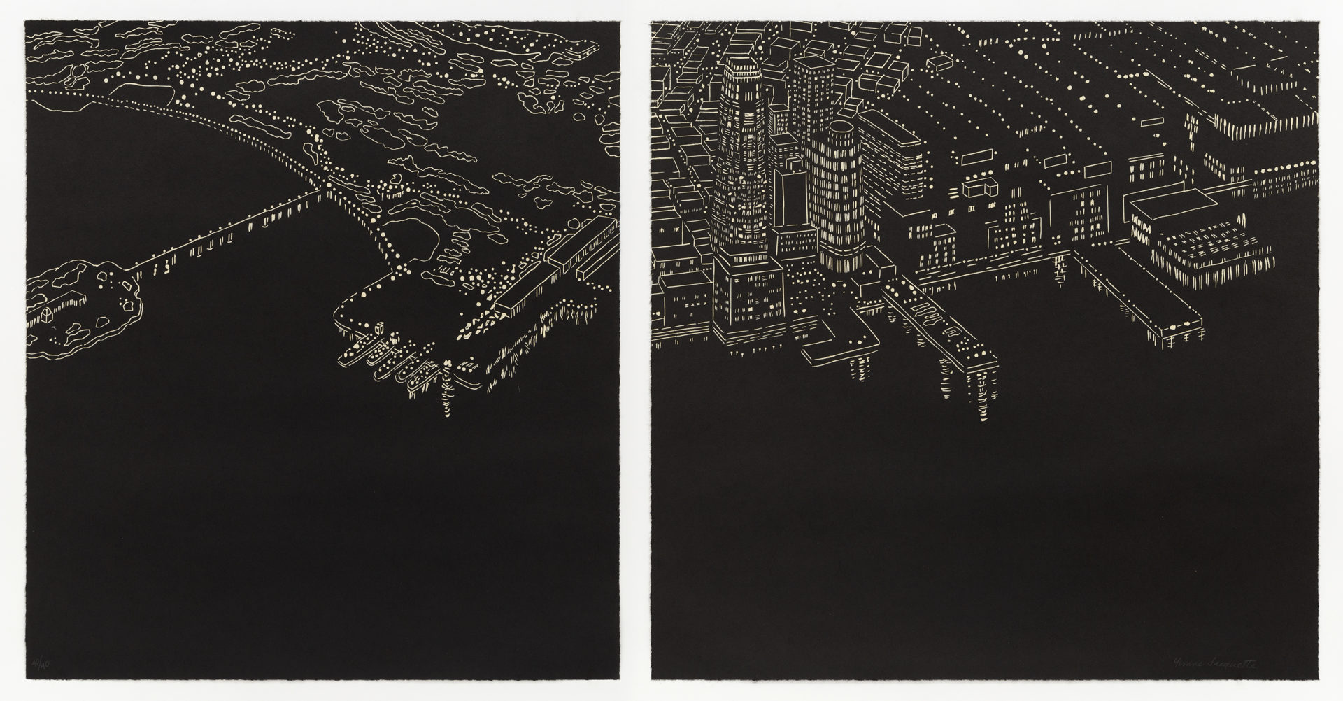 Hudson River Diptych, 2007, Woodcut, 21 x 40 inches (53.3 x 101.6 cm), Edition of 40