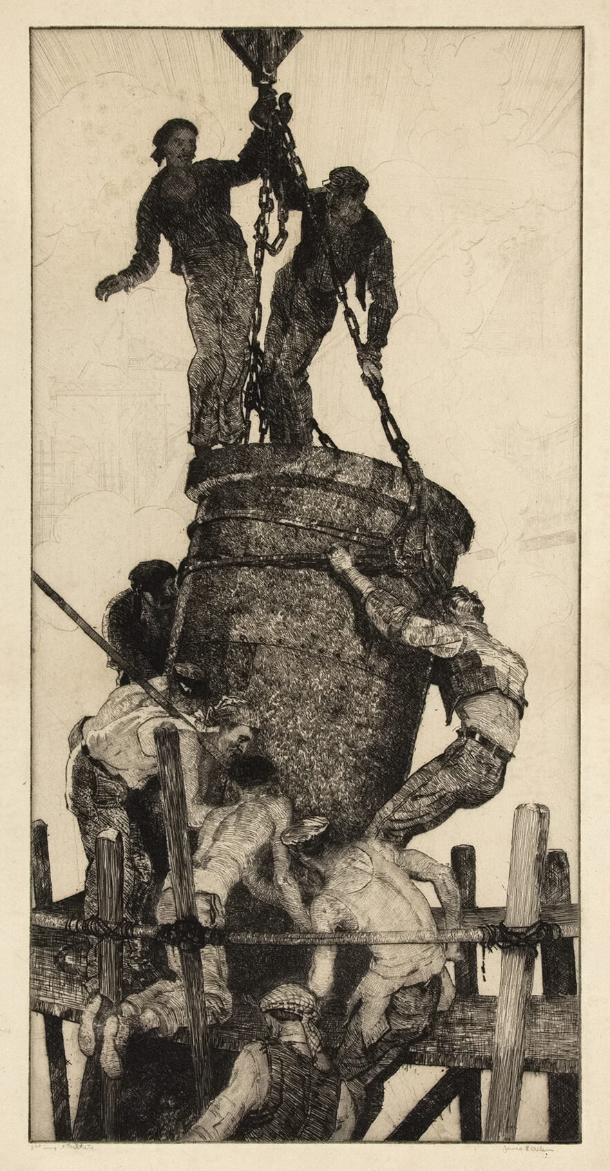 James Allen Brazilian Builders, 1933 Etching 8 x 16 7/8 inches (20.3 x 42.9 cm) Edition of 50