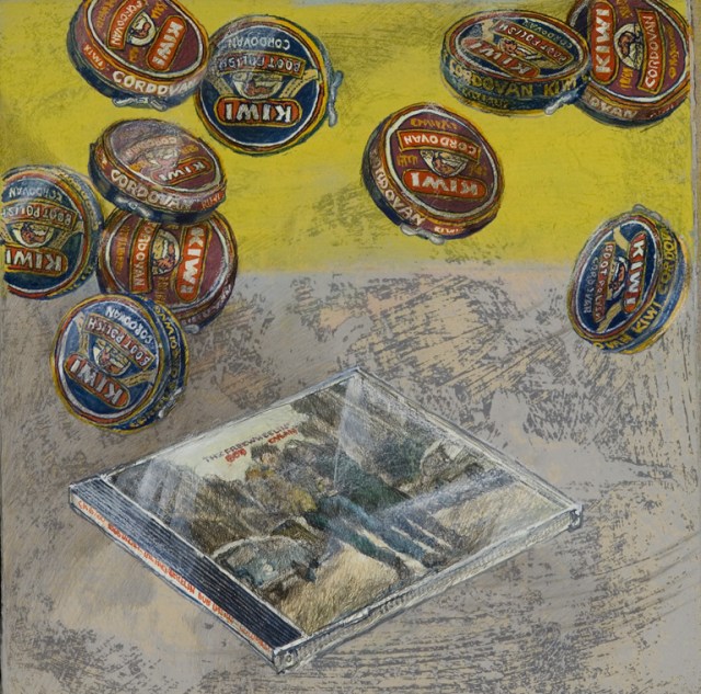 Kiwi / Freewheeling, 2007, Gouache and silverpoint on gessoed linen, 12 x 12 inches (30.5 x 30.5 cm)