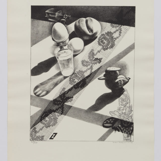Louis Lozowick Breakfast (Still Life, Breakfast), 1929 Lithograph Image Dimensions: 10 3/8 x 8 inches (26.4 x 20.3 cm) Paper Dimensions: 15 7/8 x 11 3/8 inches (40.3 x 28.9 cm) Edition of 50