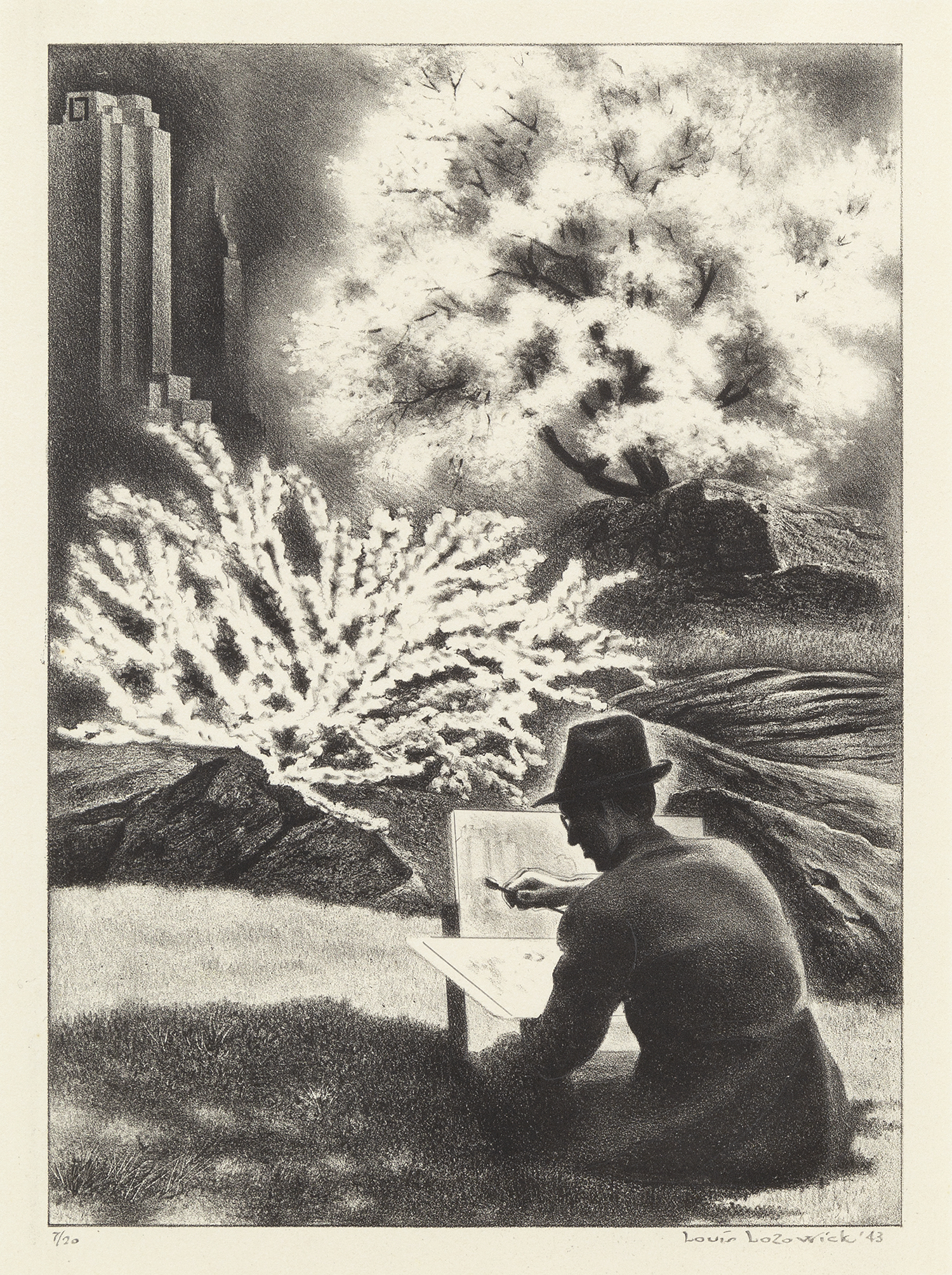 Self-Portrait in Spring, 1943, Lithograph, 11 x 8 inches (27.9 x 20.3 cm), Edition of 20