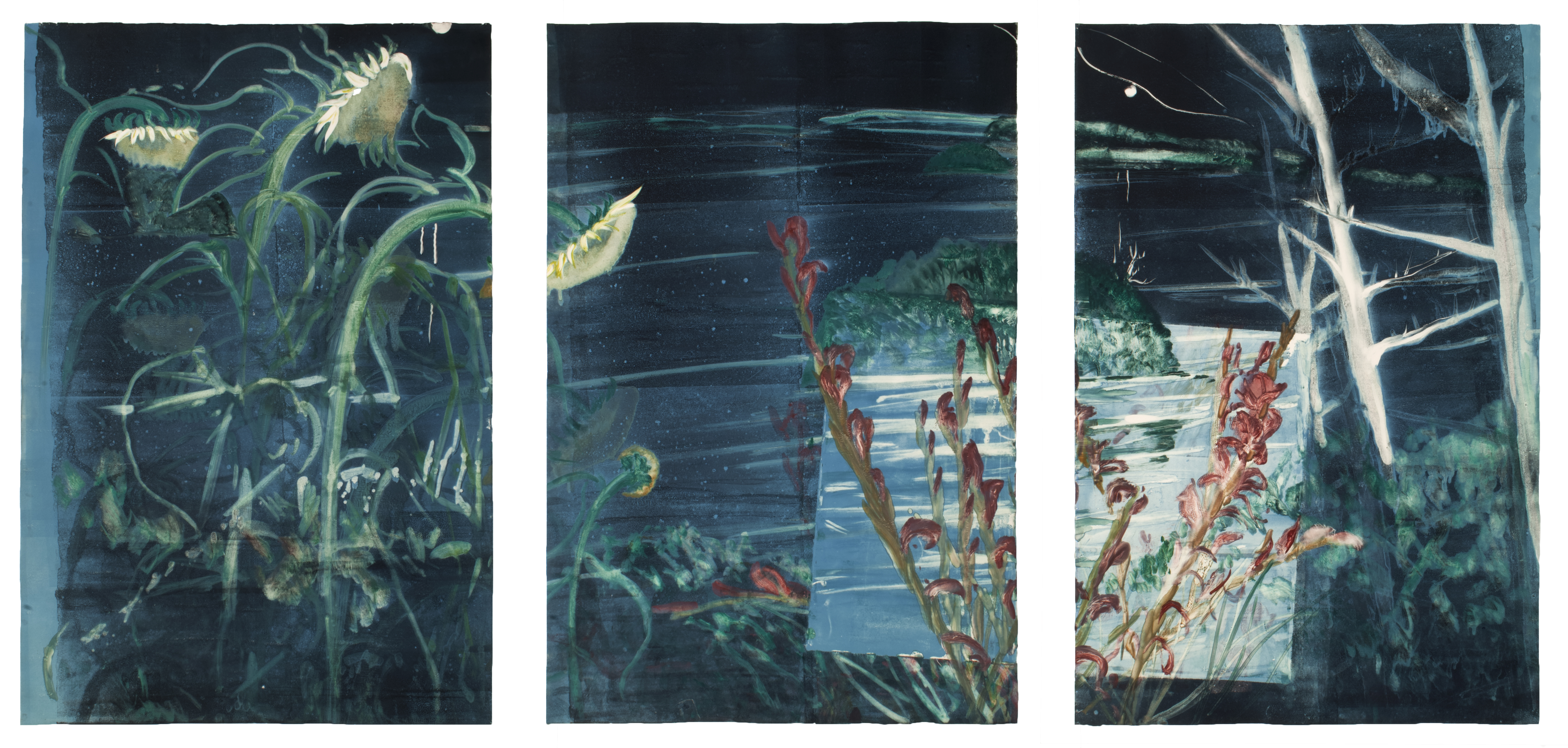 Small Wakeby Night III, 1982, Color monotype on three sheets47 3/8 x 31 5/8 inches (120.3 x 80.3 cm) each