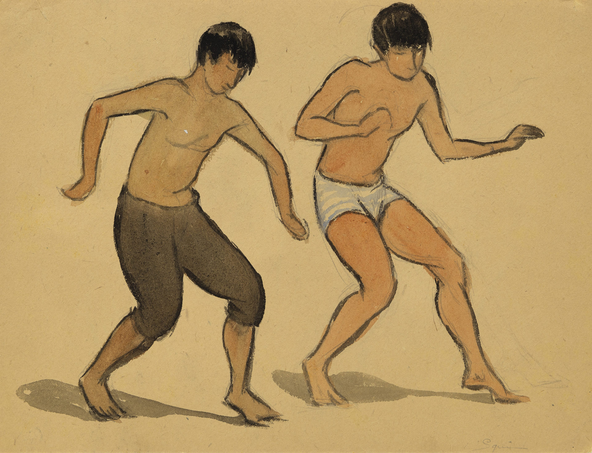 Two Dancing Boys, 1917-19, Watercolor and graphite, 8 15/16 x 11 7/8 inches (22.7 x 30.2 cm)