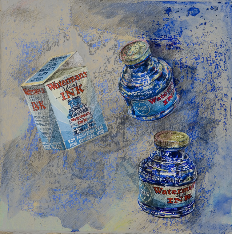Waterman's Blue, 2007, Gouache and silverpoint on gessoed linen , 12 x 12 inches (30.5 x 30.5 cm)