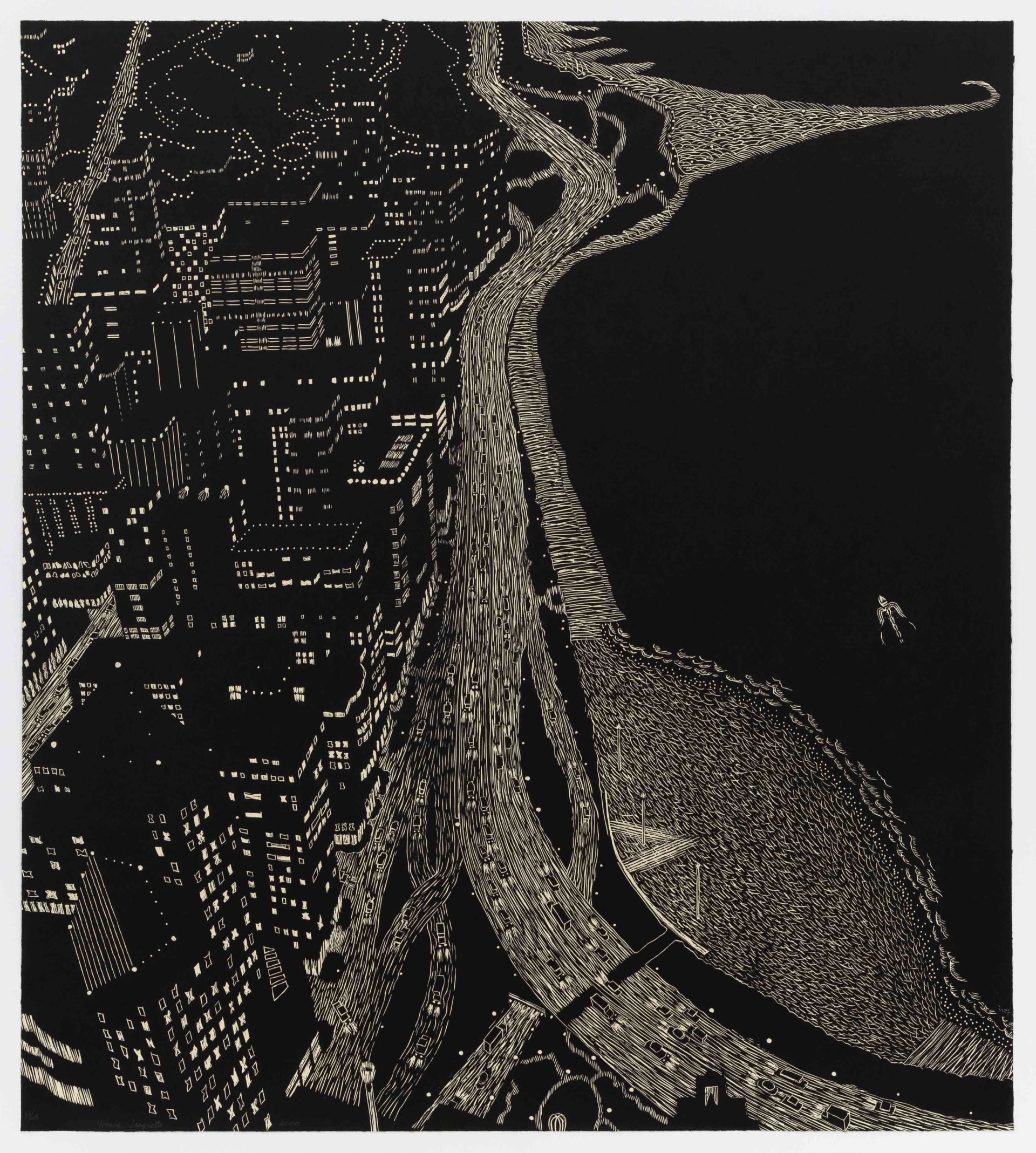 Filaments of Light (Chicago), 2000, Woodcut, 37 x 33 1/2 inches (94 x 85.1 cm), Edition of 45