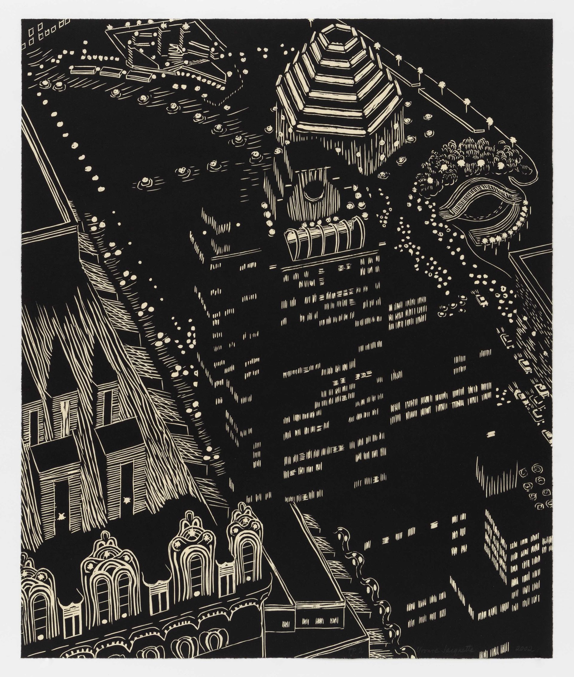 Mixed Heights, 2002, Woodcut, 23 1/2 x 19 1/2 inches (59.7 x 49.5 cm), Edition of 30