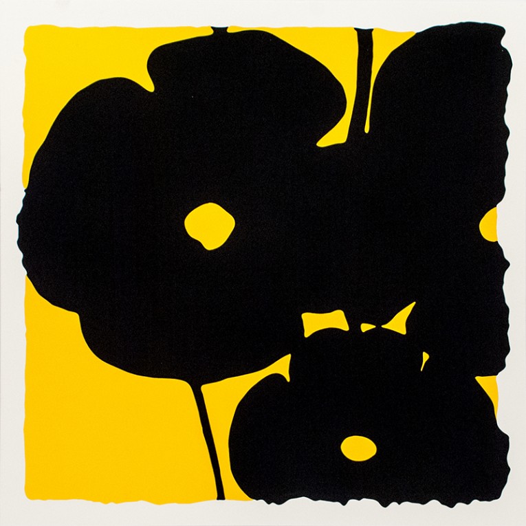 Yellow and Black, Nov 6, 2015, 2015, Silkscreen printed in enamel inks with black flocking, 46 x 46 inches (116.8 x 116.8 cm), Edition of 40