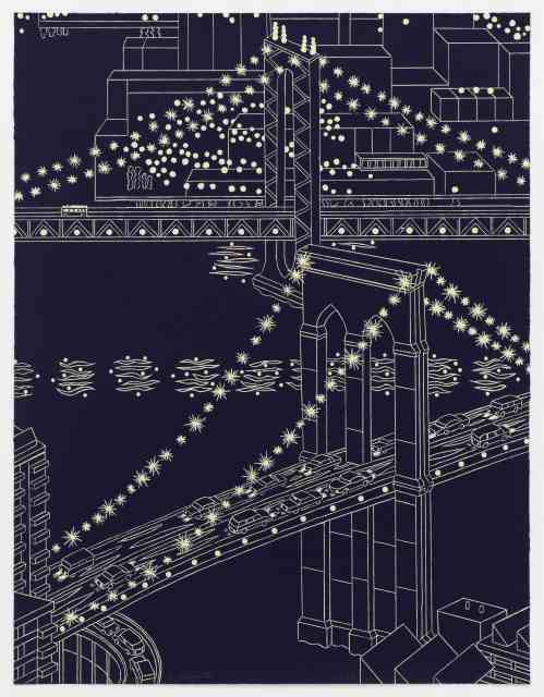 Two Bridges III, 2008, Woodcut, 26 x 20 inches (66 x 50.8 cm), Edition of 55
