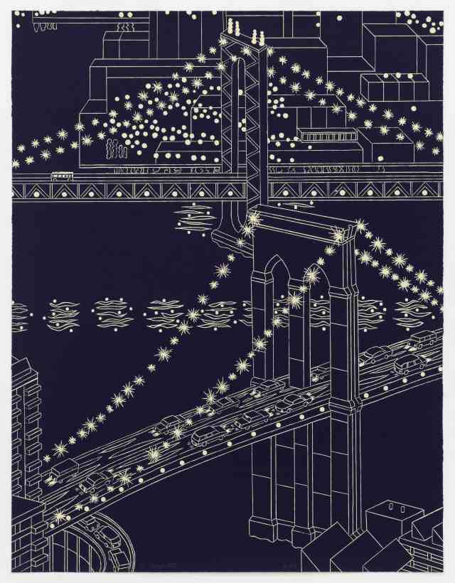Two Bridges III, 2008, Woodcut, 26 x 20 inches (66 x 50.8 cm), Edition of 55