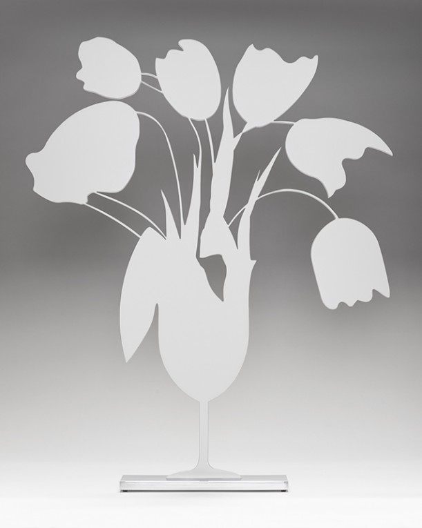 White Tulips and Vase, April 4, 2014, 2014, Painted aluminum on polished aluminum base, 24 x 20 x 3 1/2 inches (61 x 50.8 x 8.9 cm), Edition of 25