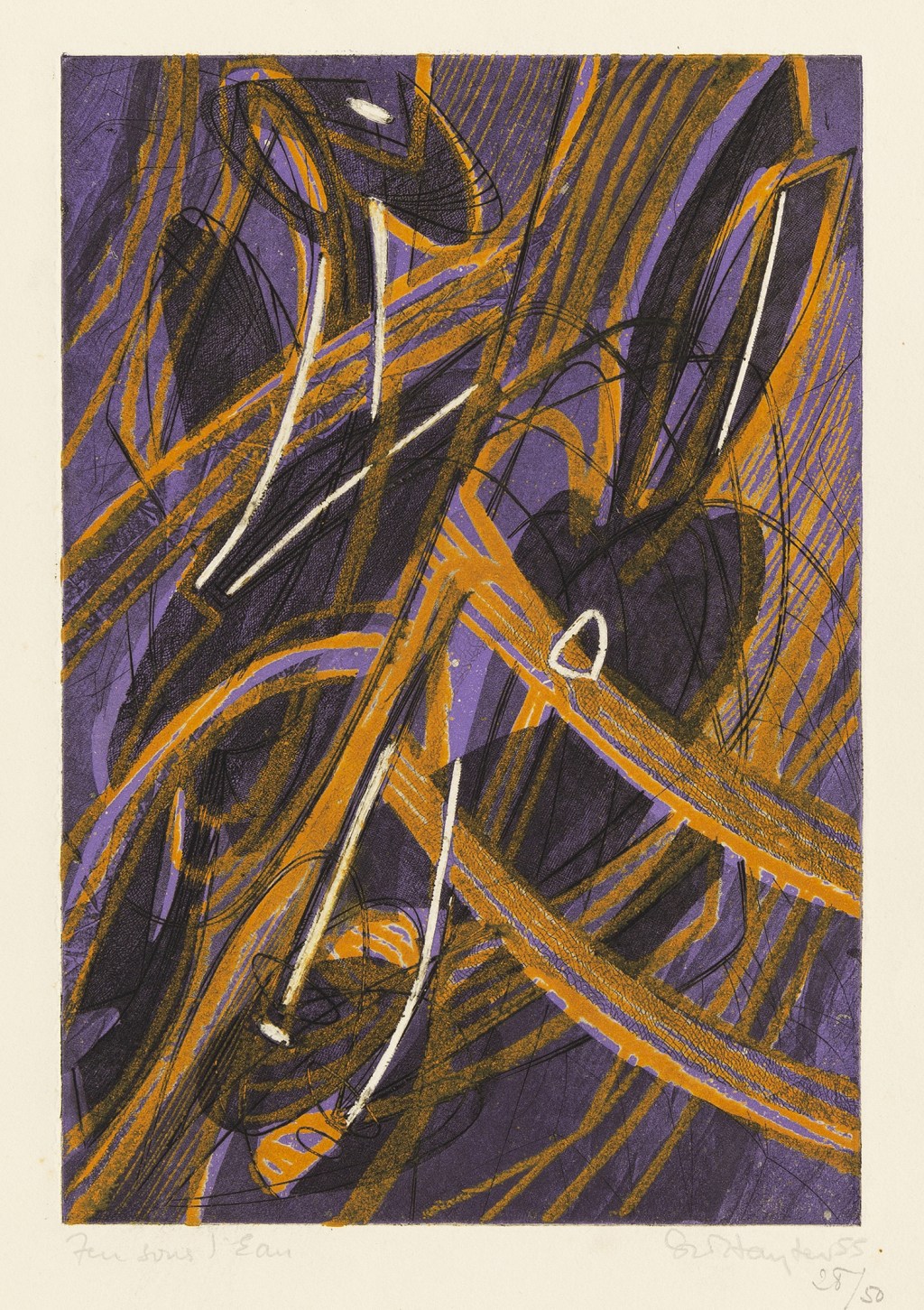 Feu sous l'eau, 1955, Engraving, soft-ground etching and scorper 10 1/4 x 7 inches (26 x 17.8 cm) Edition of 50