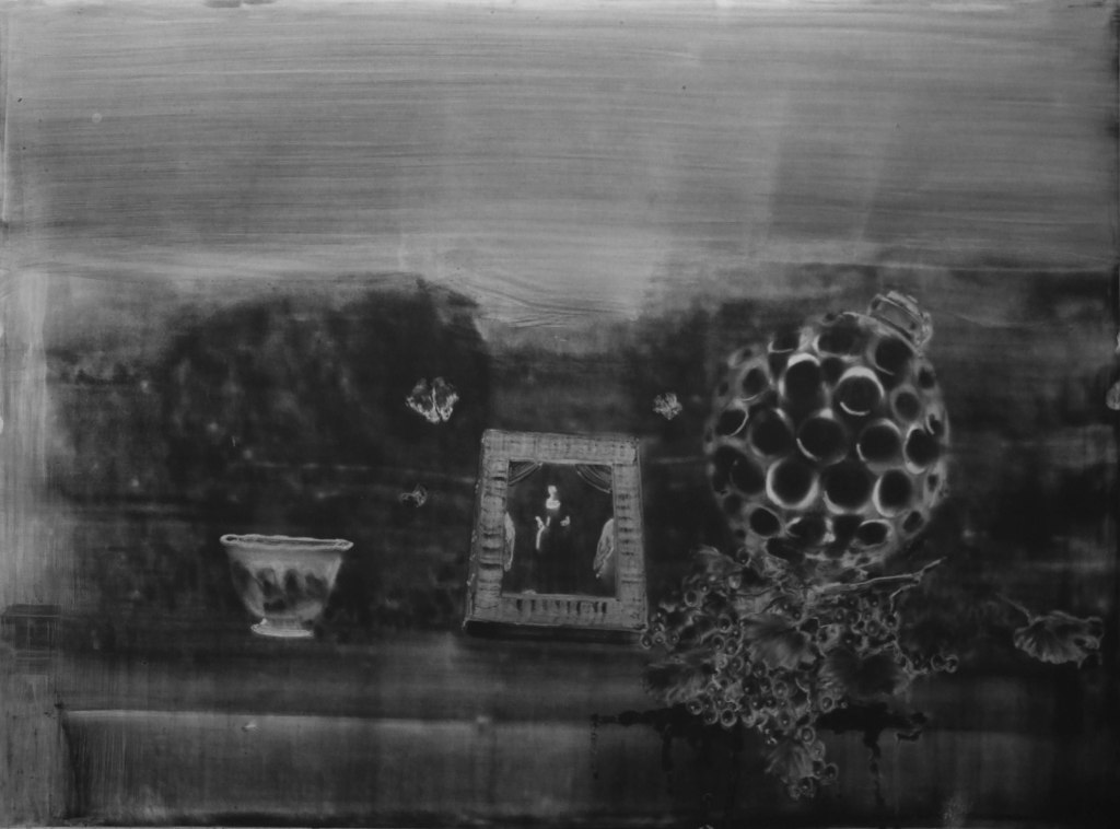 Madonna of the Munitions, 2016, Graphite, resin, and oil on coated paper 28 1/2 x 39 inches (72.4 x 99.1 cm)
