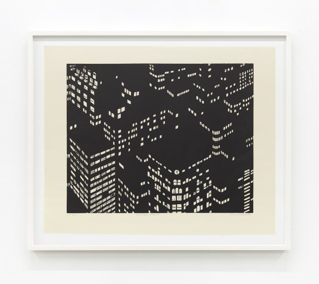Nightscape Woodcut framed