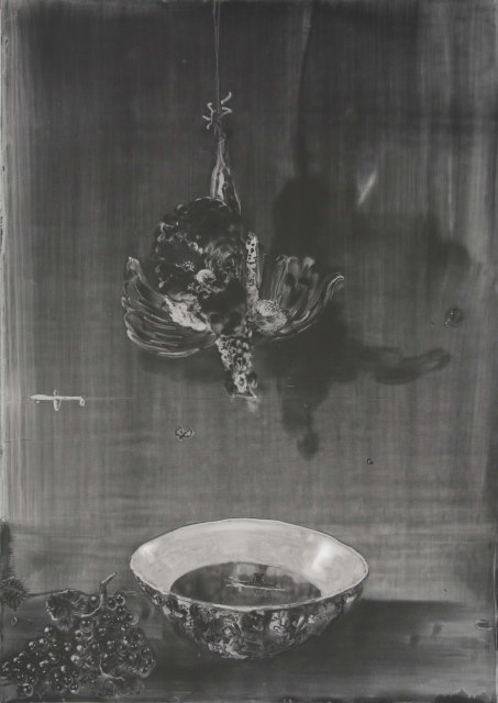 Preparations, 2017, Graphite, resin, and oil on coated paper 40 1/8 x 28 3/8 inches (101.9 x 72.1 cm)