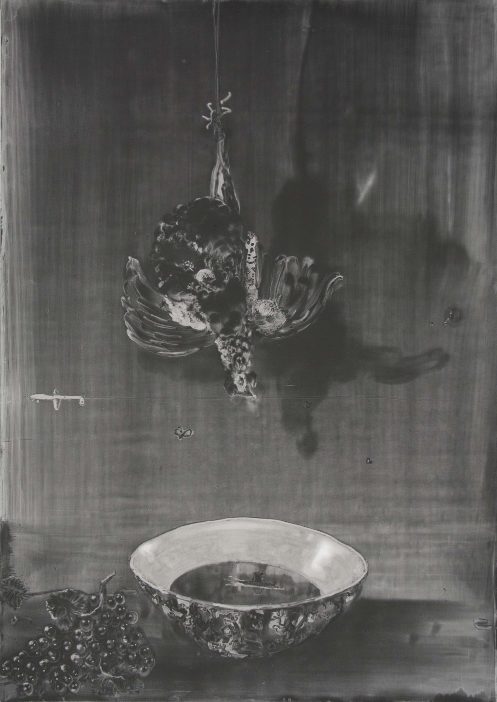 Preparations, 2017, Graphite, resin, and oil on coated paper 40 1/8 x 28 3/8 inches (101.9 x 72.1 cm)