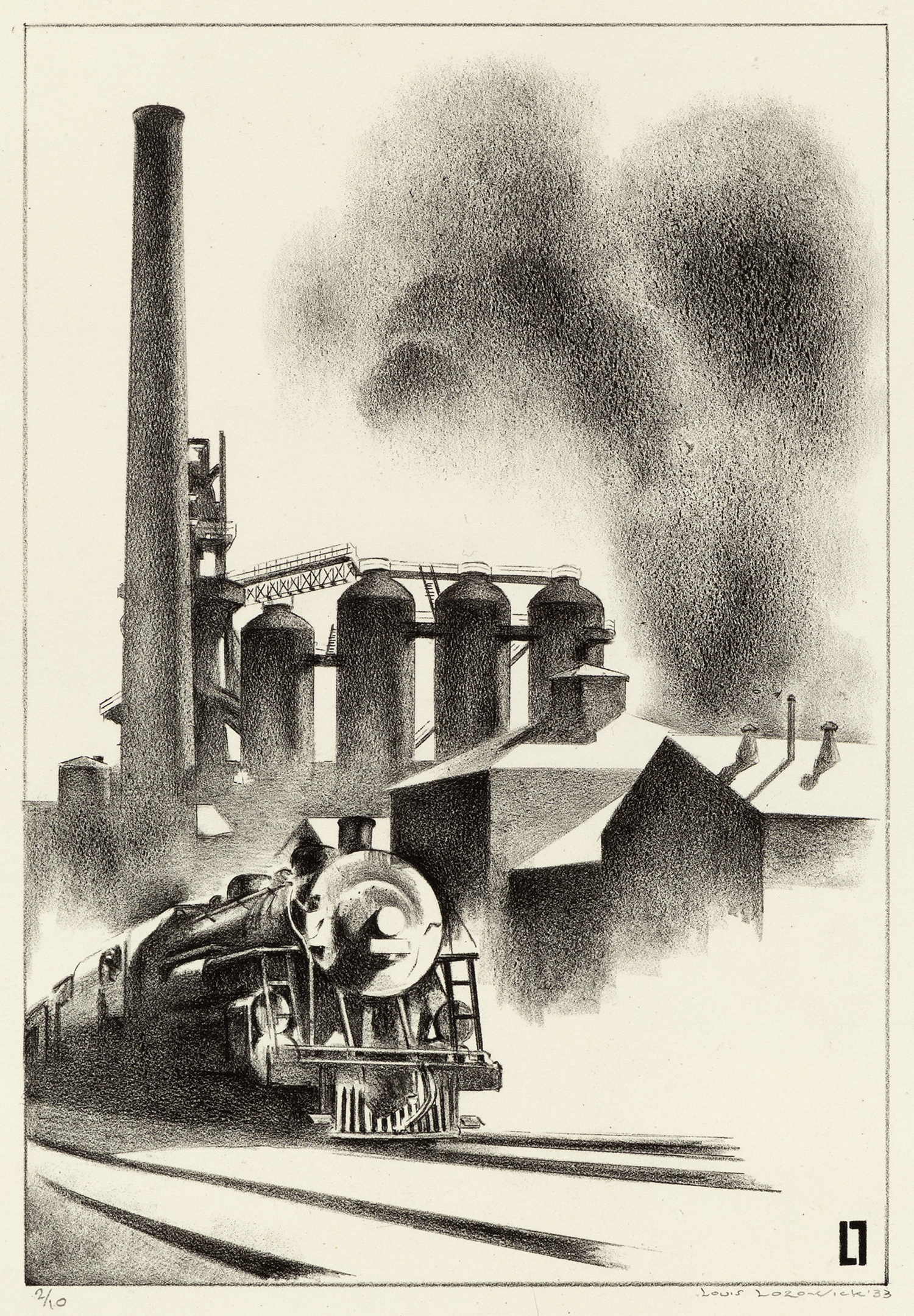 Train and Factory, 1933, Lithograph, 10 5/8 x 7 1/8 inches (27 x 18.1 cm), Edition of 10