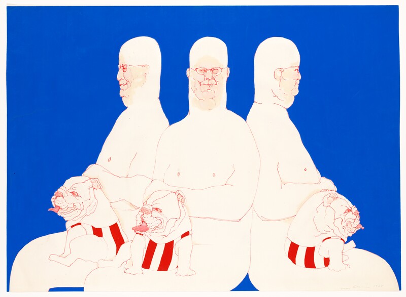 Triple Daddy Blue, 1968, Watercolor, pen & ink and charcoal pencil