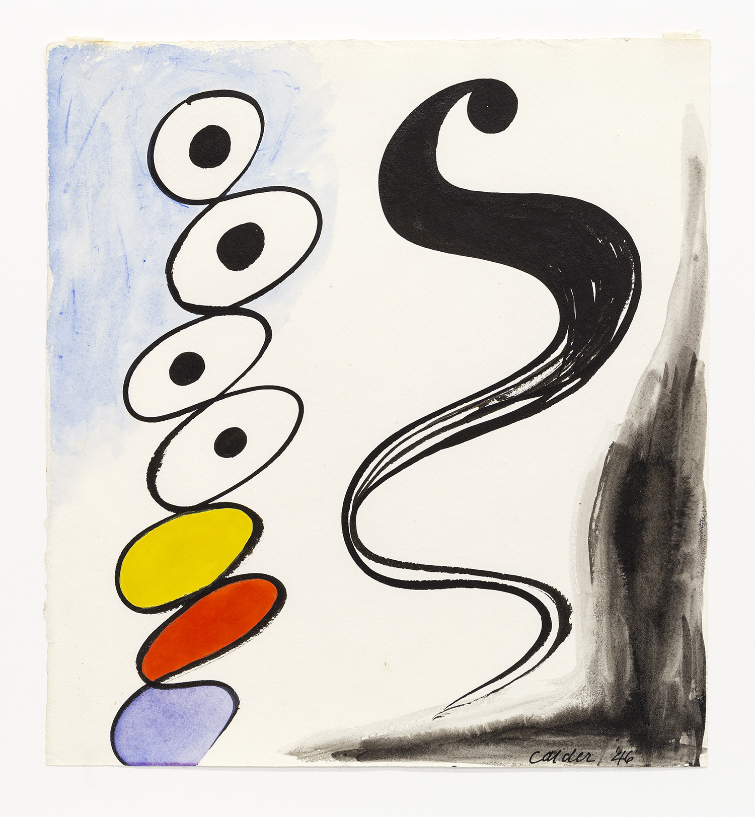 Untitled (Composition in Blue, Orange and Yellow), 1946, Gouache and India ink