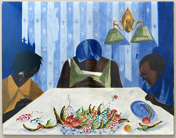 Jacob Lawrence, the Prayer, 1954, Egg tempera on board 8 x 10 inches (20.3 x 25.4 cm)