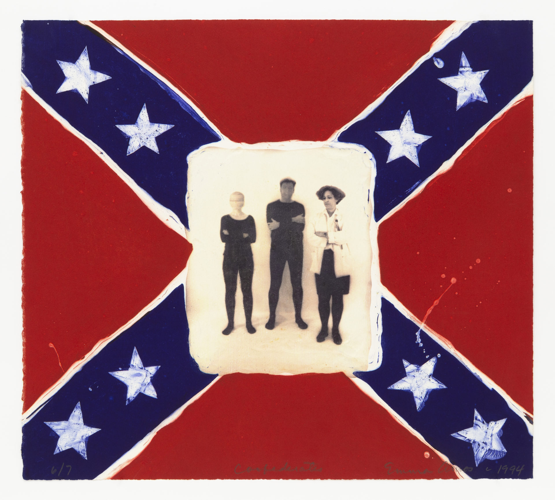 Confederates, 1994 Collagraph and photo transfer 18 x 20 inches (45.7 x 50.8 cm) Edition of 7