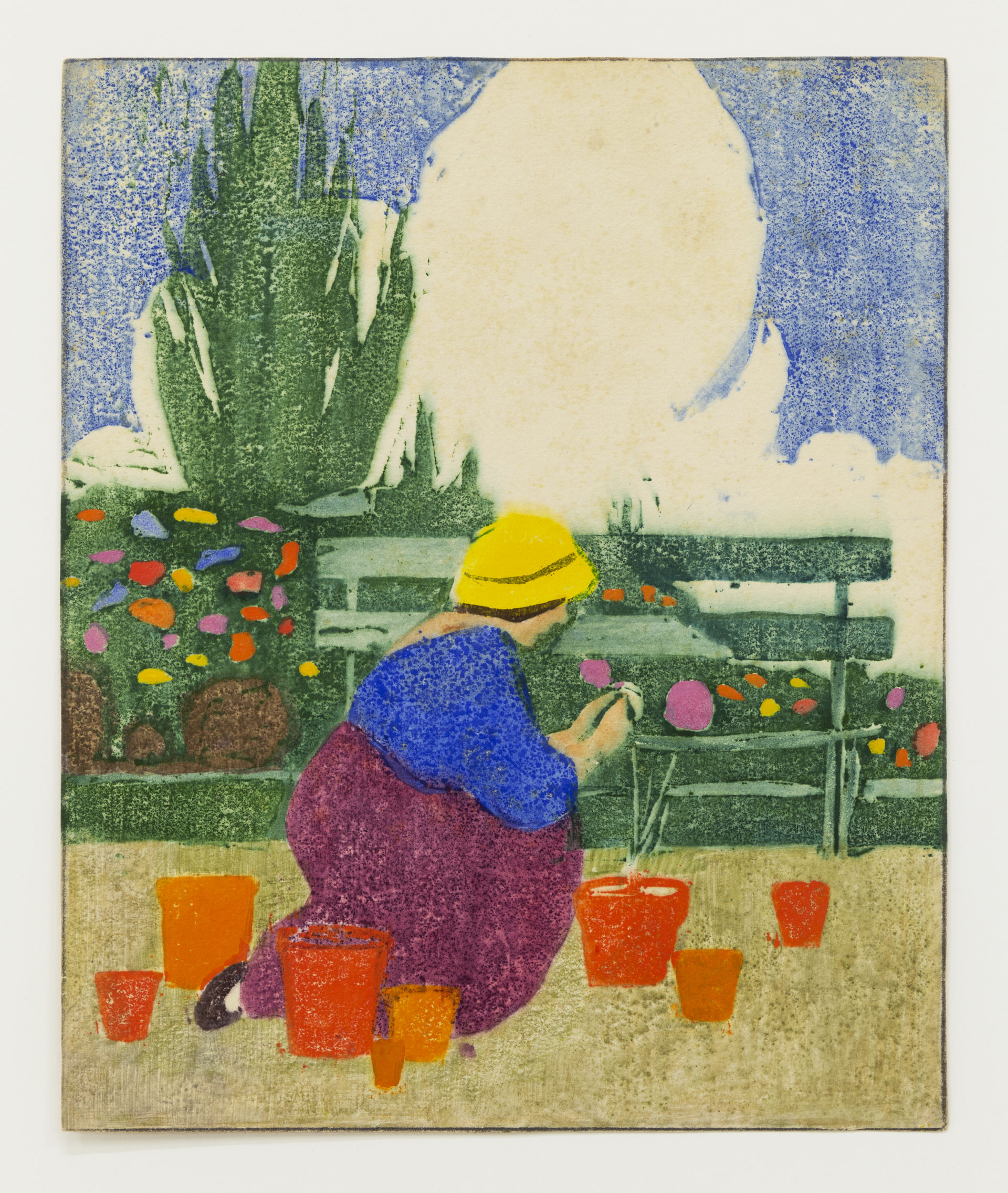 Untitled (Gardener) c.1913 Color woodcut Image and paper: 10 1/2 x 8 5/8 inches (26.7 x 21.9 cm) Only known impression