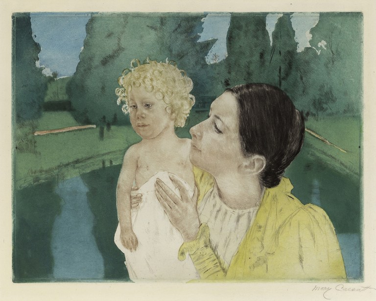 By the Pond (Fourth State), c. 1896 Color drypoint and aquatint Image: 13 x 16 7/8 inches (33 x 42.9 cm) Paper: 16 5/8 x 19 3/4 inches (42.2 x 50.2 cm)