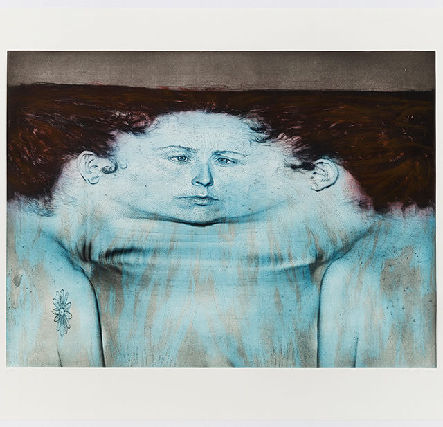 Kiki Smith My Blue Lake, 1995 Photogravure with a la poupée inking and lithograph, on mould-made En Tout Cas paper 43 3/4 x 54 3/4 inches (111.1 x 139.1 cm) Edition of 41