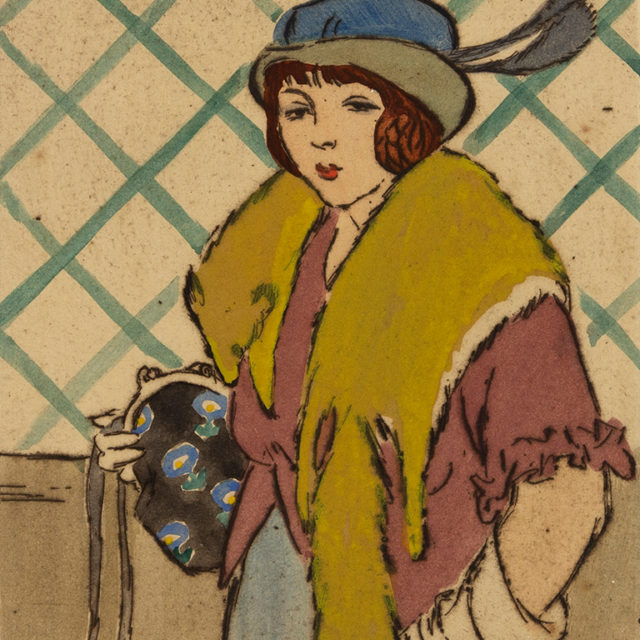 Maud Hunt Squire Renard Orange (alt. title: La Grande Fille), 1913 Color etching with aquatint and accompanying pochoir stencils, watercolor, tracing and drypoint Image: 6 1/2 x 6 inches (16.5 x 15.2 cm) Only known impression