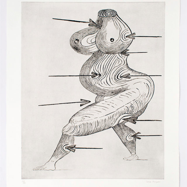 Louise Bourgeois Sainte Sébastienne, 1992 Drypoint on Somerset Satin paper 46 7/8 x 36 7/8 inches (119.1 x 93.7 cm) Edition of 50
