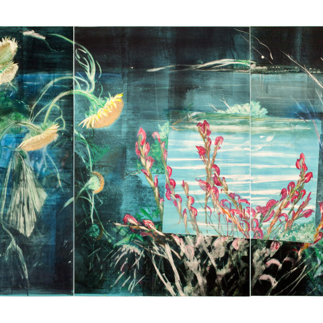 Wakeby Night, 1983, Monotype and pastel on three sheets of paper 70 1/2 x 134 inches (179.1 x 340.4 cm)