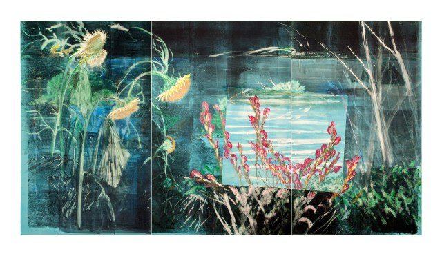 Wakeby Night, 1983, Monotype and pastel on three sheets of paper 70 1/2 x 134 inches (179.1 x 340.4 cm)