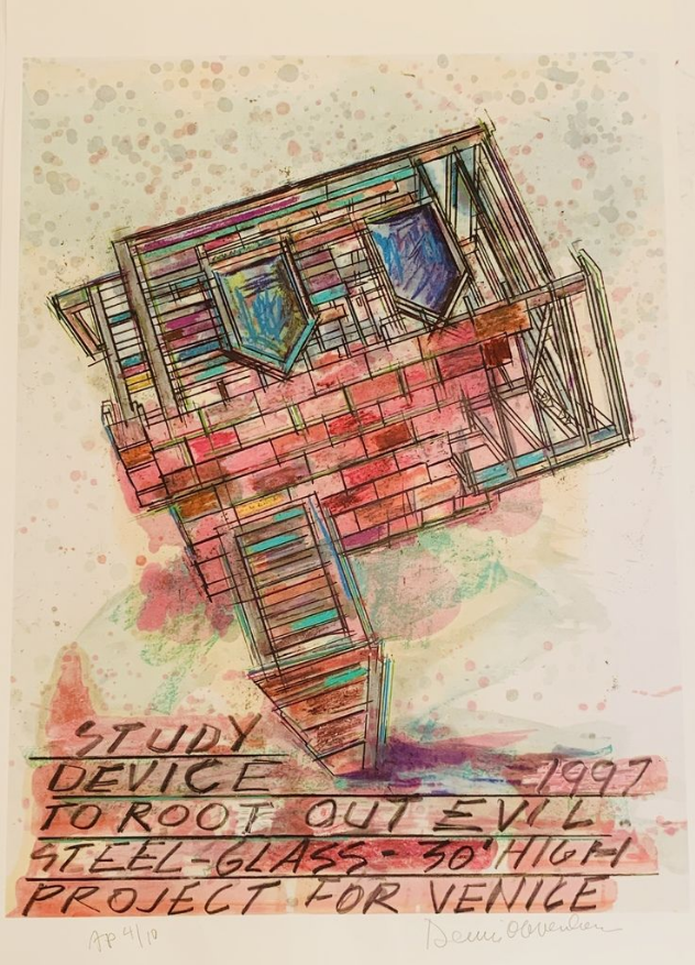 Dennis Oppenheim. Study | Device to Root Out Evil | 1997 | Steel - Glass | 30' High | Project for Venice, 2001. World House Editions