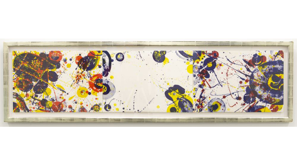 Sam Francis An Other Set- Y (Triptych), 1964 Lithograph on three panels Framed Dimensions: 20.125 x 72.125 x 1.5 inches (183.2 x 51.12 x 3.81 cm)