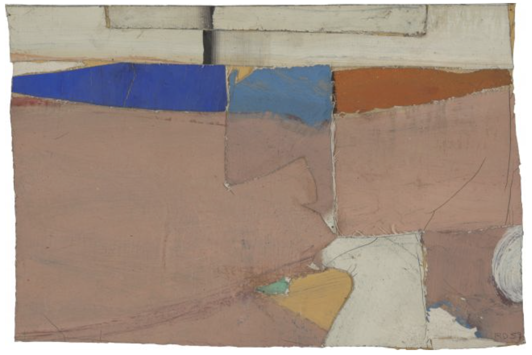 Richard Diebenkorn, 'Collage,' 1959. Oil, pasted canvas, and graphite on canvas.
