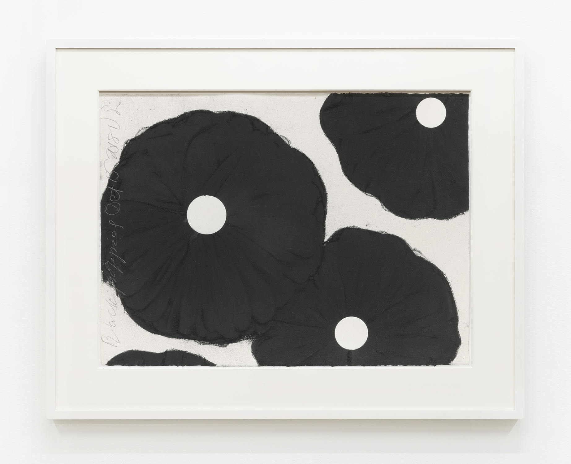 Donald Sultan Black Poppies Oct 15 2018, 2018 Conte crayon on paper 22 1/2 x 30 1/8 inches (57.2 x 76.5 cm)