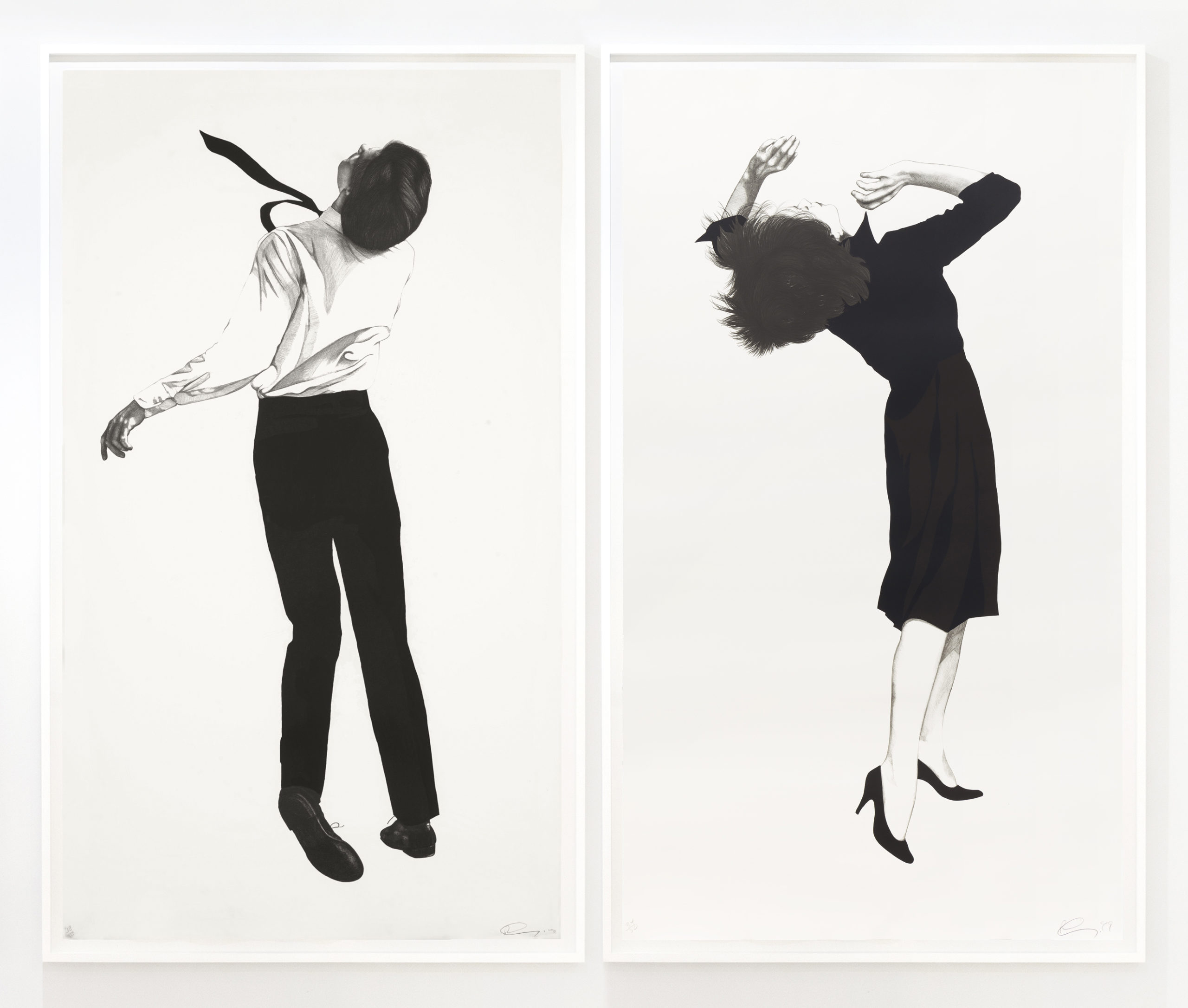 Robert Longo Joseph and Ellen from Men in the Cities, 1999 Pair of two lithographs Image Dimensions: 60 x 25 1/2 inches (152.4 x 64.8 cm) each Paper Dimensions: 70 x 40 inches (177.8 x 101.6 cm) each Edition of 50