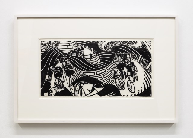 Lill Tschudi Tour de Suisse, 1935 Linocut on Japon paper Image Dimensions: 9 7/8 x 19 5/8 inches (25.1 x 49.8 cm) Paper Dimensions: 12 1/4 x 22 1/2 inches (31.1 x 57.2 cm) Edition of 50