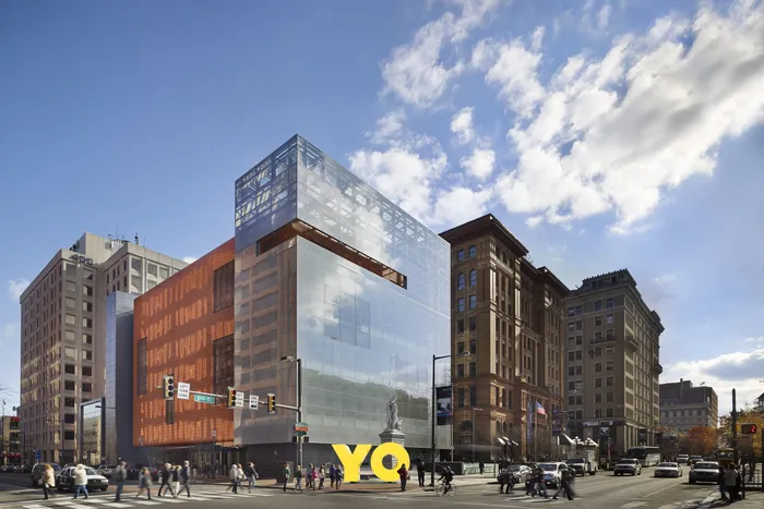 Rendering of the OY YO art installation coming soon to 5th and Market Streets, Philadelphia. The art is the creation of Deborah Kass and is being installed on loan for at least a year by the Weitzman National Museum of Jewish History. Deborah Kass / Barry Halkin