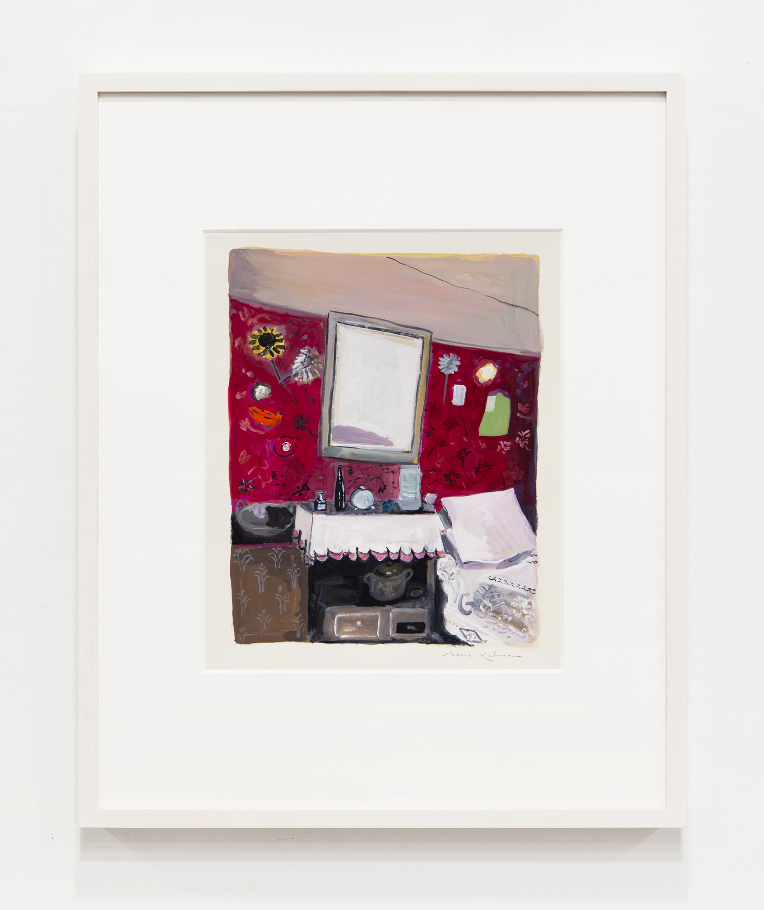 Maira Kalman Paris Bed, 2022 Gouache Image Dimensions: 11 1/2 x 8 3/4 inches (29.2 x 22.2 cm) Paper Dimensions: 15 1/4 x 11 inches (38.7 x 27.9 cm)