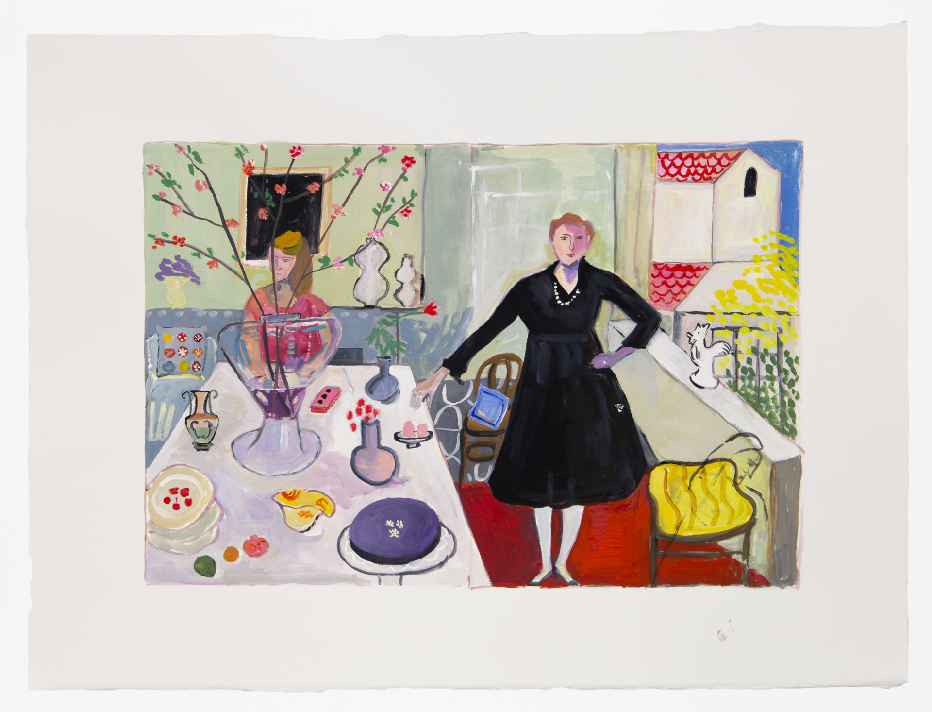 Maira Kalman Woman With Hand on Hip, 2022 Gouache Image Dimensions: 9 3/4 x 14 1/4 inches (24.8 x 36.2 cm) Paper Dimensions: 14 x 19 inches (35.6 x 48.3 cm)